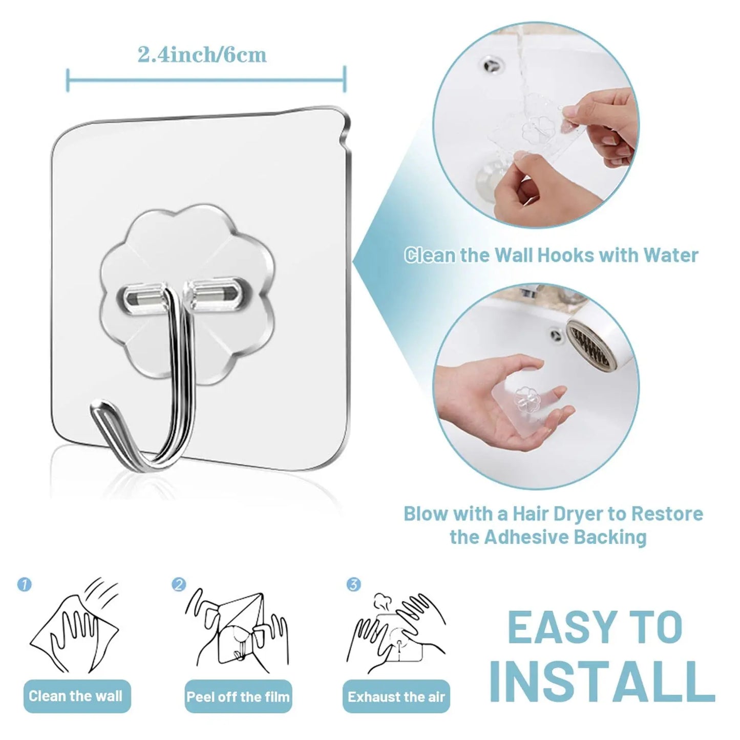 Waterproof Wall Hooks 10 Pc